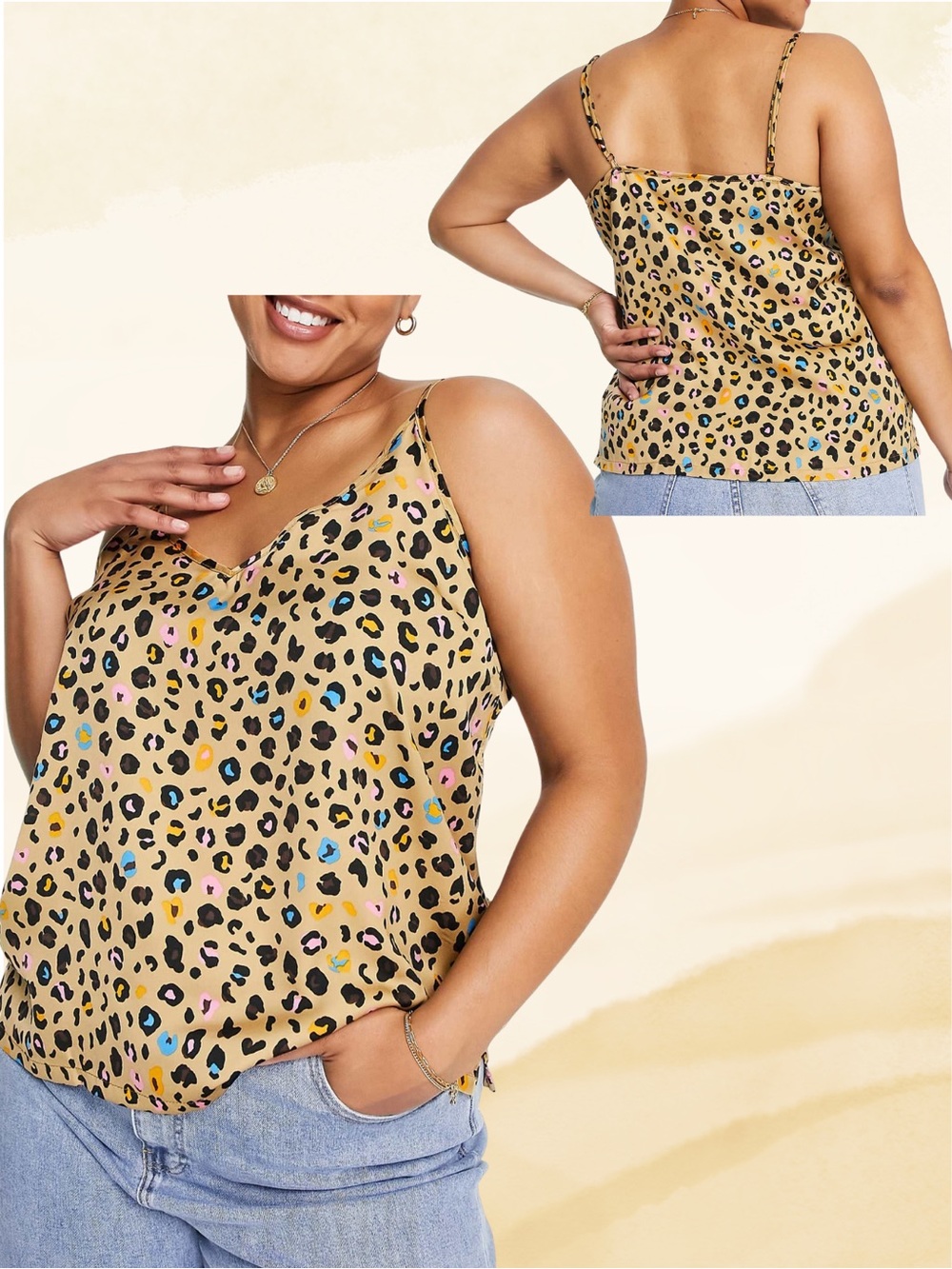 Women Never Fully Dressed Plus Y2K summer light cami top leopard confetti XXL